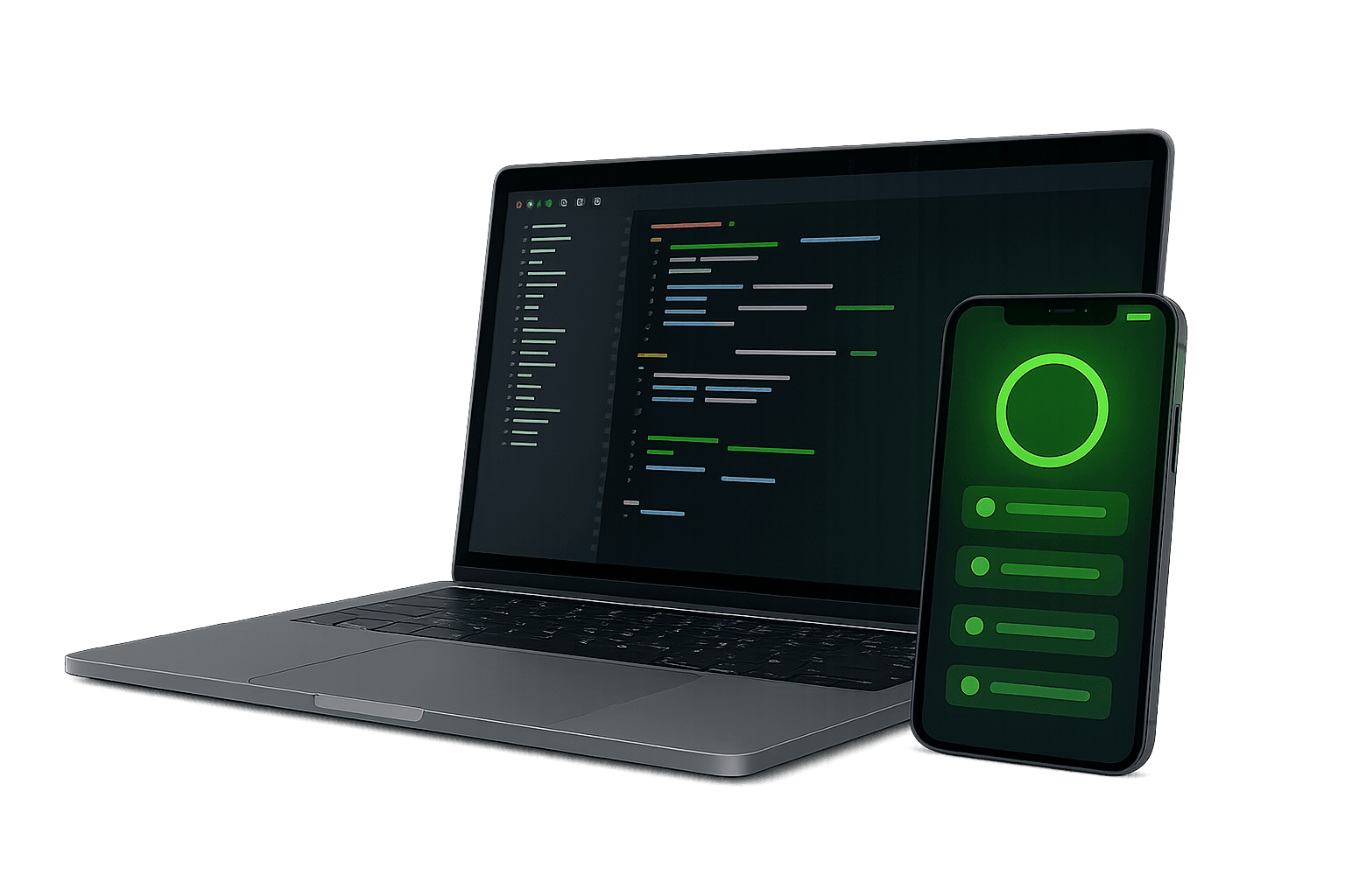 Modern code editor on a laptop